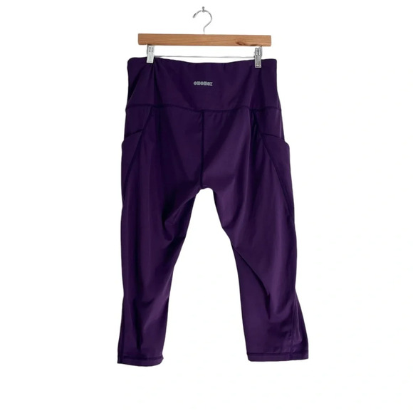 Ododos Leggings 2XL Purple Cropped High Rise Pockets Jogging Yoga Gym Running - Picture 2 of 11